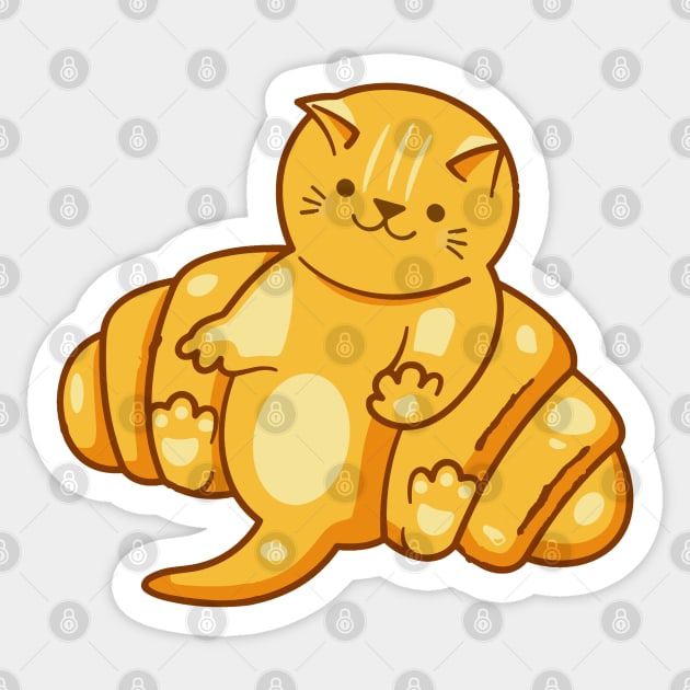 Kawaii Croissant Kitten Cat Lover Sticker by Illustradise